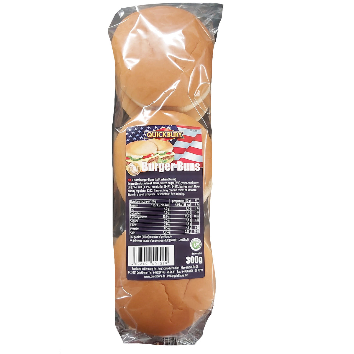 Quickbury Burger Buns Plain 6pk Mullaco Online