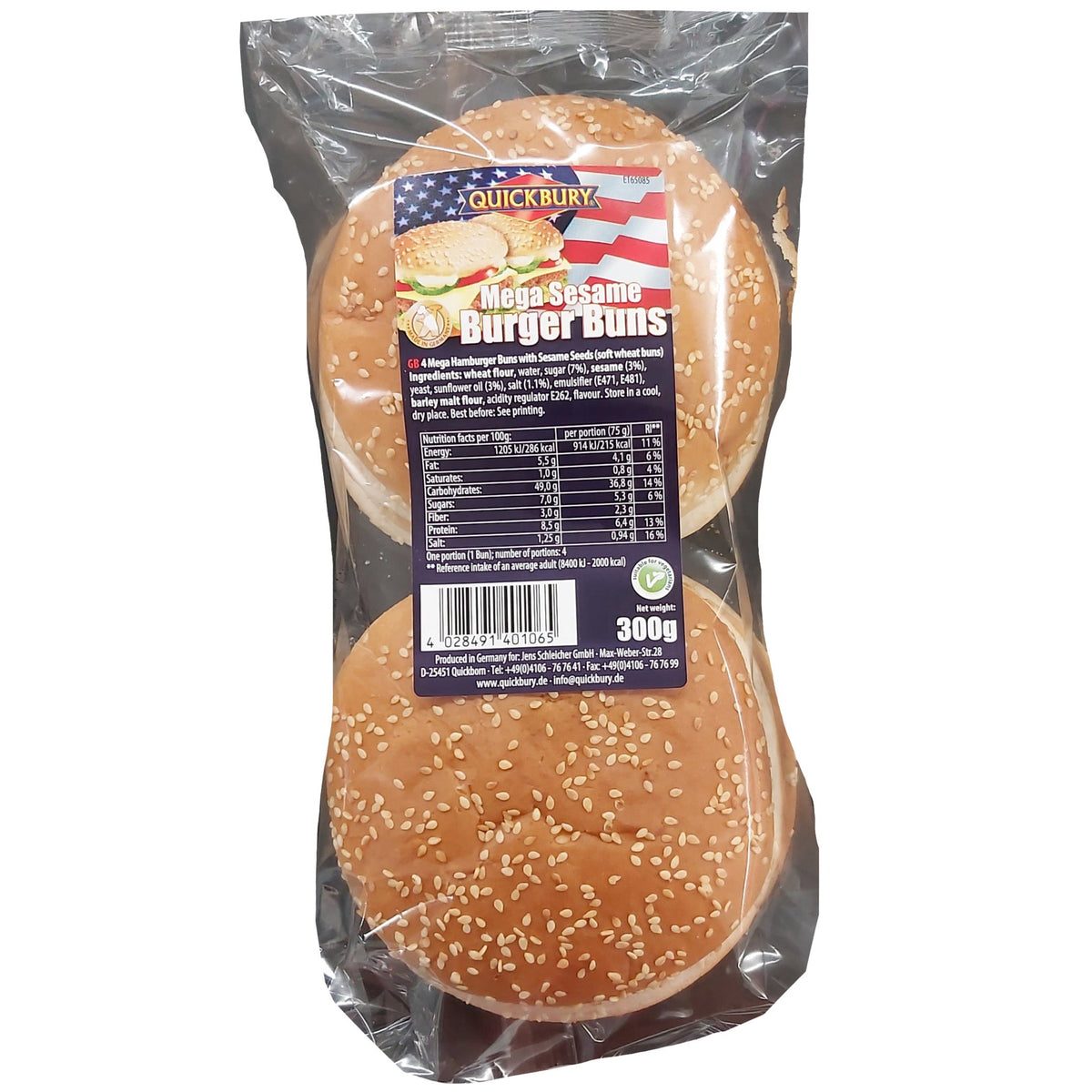 Quickbury Mega Sesame Burger Buns 4pk Mullaco Online