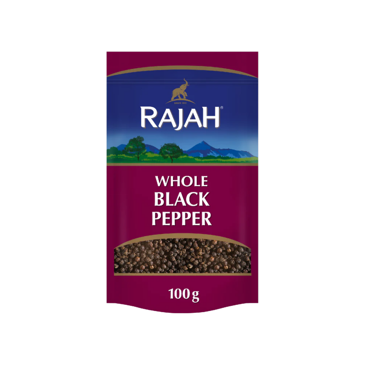 Rajah Spices Whole Black Pepper 100g - Piper Nigrum | Premium Quality Whole Pepper | Buy Now With Express International Delivery